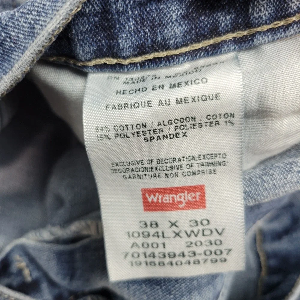 Wrangler Jeans Mens 38x30 Blue Denim Y2k Carpenter Workwear Rancher Country Cow